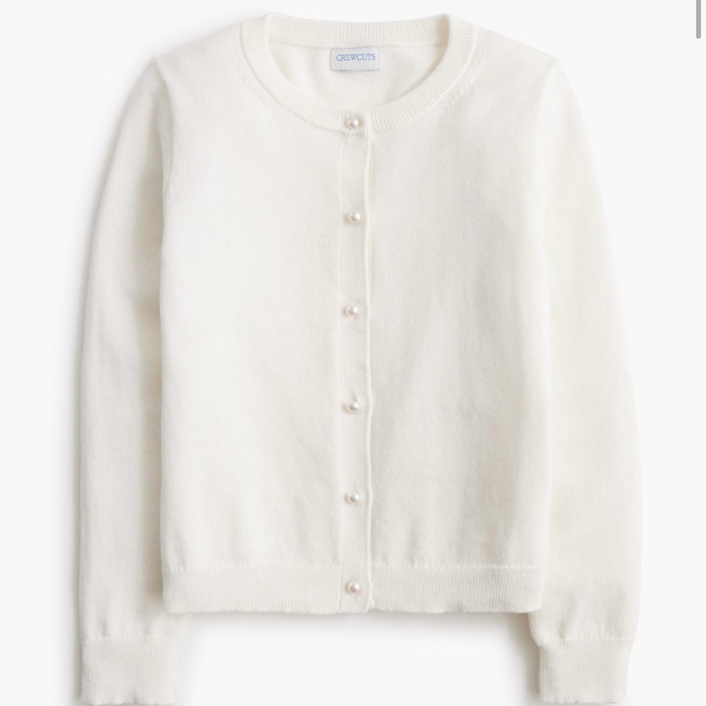 Crewcuts Girls' Casey cardigan sweater with pearl buttons Ivory M (8-9)